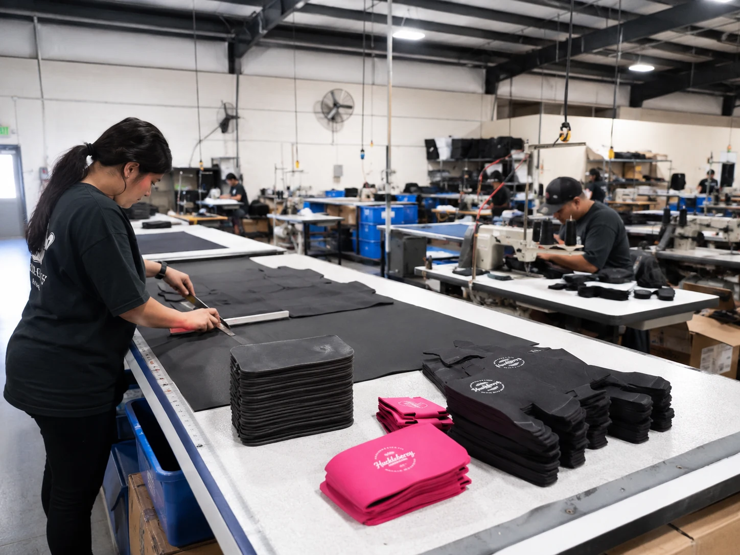QaCoolerSupply koozie production and proofing workspace