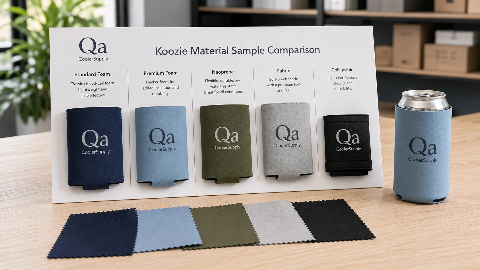 Material and color samples in the kit